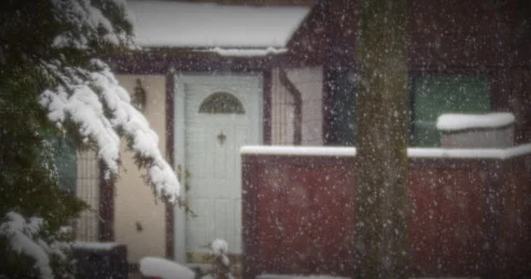 Beautiful Snow Fall in Small Forest Community Natures Beauty Stock Footage 267871163