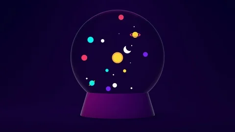 Beautiful Snow Globe with Planets Animation Stock Footage 102768161