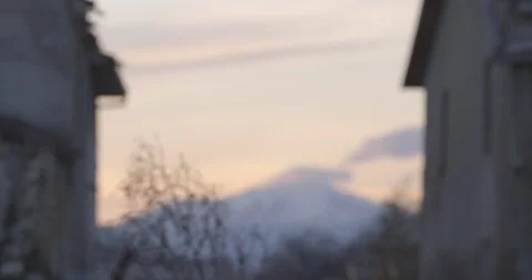 Beautiful snowcapped mountain at dusk Stock Footage 89974244