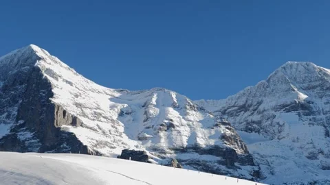 Beautiful Snowcapped Mountain Peak Eiger North Face at 3970 Meter High and Video stock 315248942