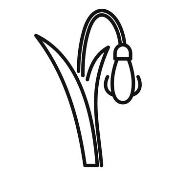 Beautiful snowdrop flower blooming in springtime line icon Stock Illustration