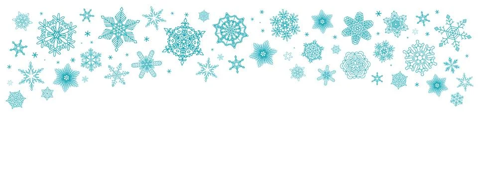 Beautiful snowflakes, falling snow frame, border 스톡 일러스트
