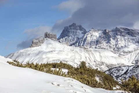 A beautiful snowy day in the Italian Dolomites Stock Photos