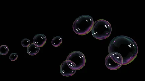 Beautiful Soap Bubbles flying on black background. HD 1080. Видео 48912974
