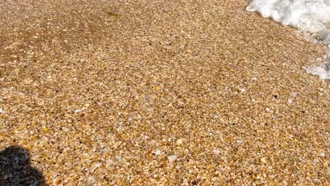 Beautiful soft waves on golden sandy beach in Turkey. Stock Footage 160156946