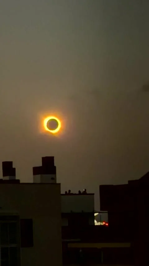 A beautiful solar eclipse over Barcelona on August 12, 2026 Stock Footage 342067202