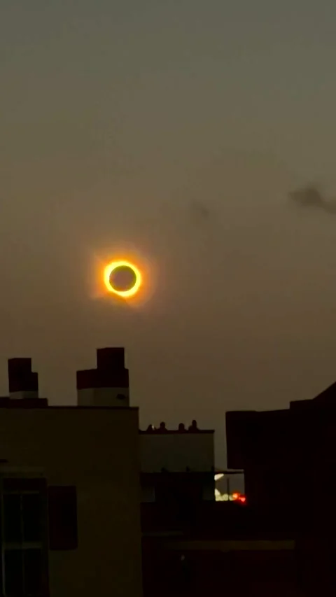 A beautiful solar eclipse will take place over Barcelona on August 12, 2026 Stock Footage 342066996