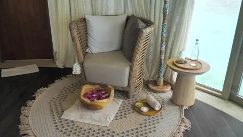 Beautiful spa set up ready for clients with foot bath Vídeos de archivo 143278681