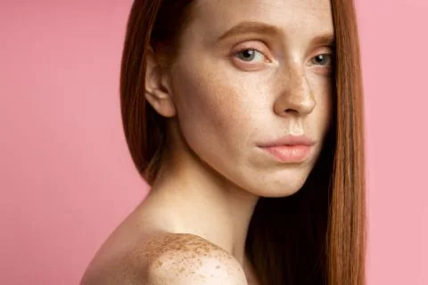 Beautiful spa woman with perfect fresh freckled skin Stock Photos