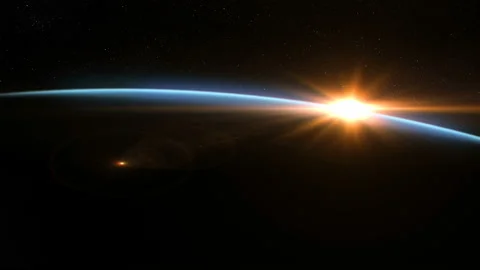 Beautiful Space Background, Earth at Dawn Stock Footage 131244678