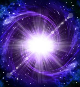 Beautiful space background with rays and stars Stock Illustration