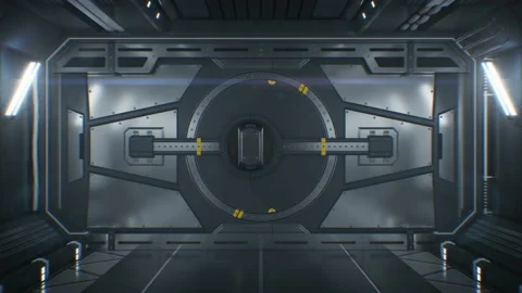 Beautiful Space Gates Opening to the Outer Space. Futuristic 3d Animation with Stock Footage 103694243