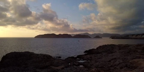 Beautiful Spanish cliffs at sunset Stock Footage 98387915