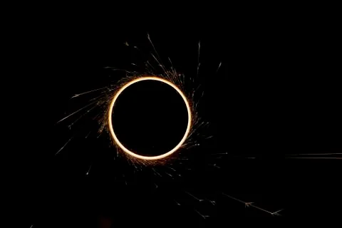 Beautiful sparkler in a circle on a black background Foto stock