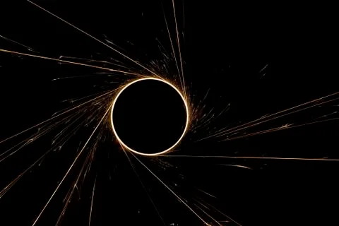 Beautiful sparkler in a circle on a black background Foto stock