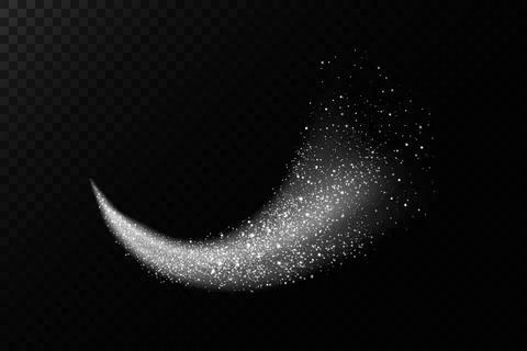 A Beautiful Sparkling White Trail Effect Set Against a Deep Black Background Stock Illustration