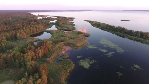 Beautiful spill of a big river. Dnepr River. Stock Footage 78627599