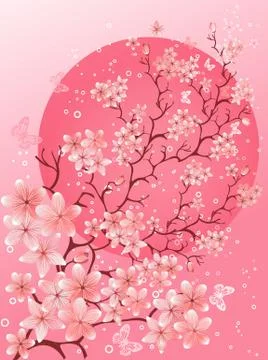 Beautiful spring. Cherry blossom background Stock Illustration