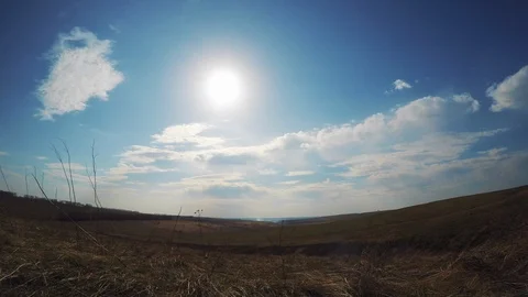 Beautiful spring day in Divnogorie, cloudscape, ime lapse with moving clouds Stock Footage 89402163
