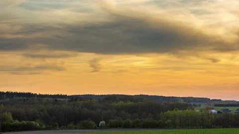Beautiful spring evening on the fields near forest. Stock Footage 154127192