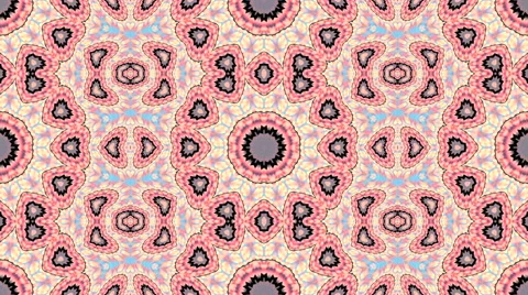 Beautiful spring floral kaleidoscopic pattern in pink and blue colors Видео 61347489