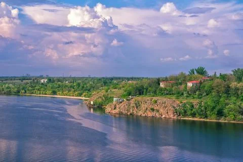 Beautiful spring landscape with river Stock Photos