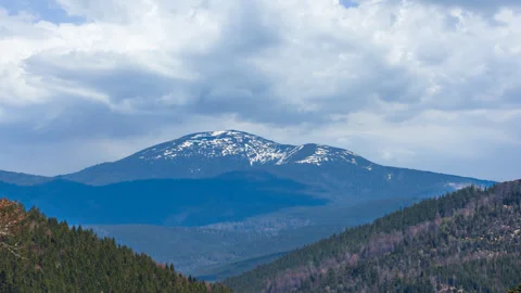 Beautiful spring mountain valley landscape time lapse scene Stock Footage 307937327