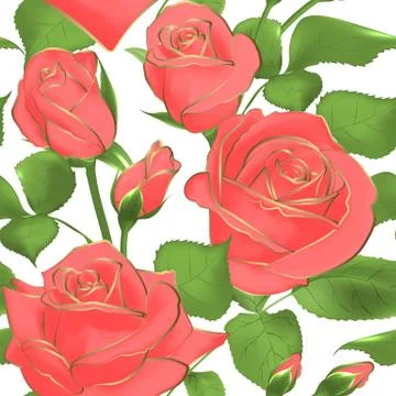 Beautiful spring or summer seamless pattern with bouquets flowers of pink Illustrazione stock