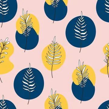 Beautiful spring, summer botanical seamless pattern with fern leaves, tropical Stock Illustration