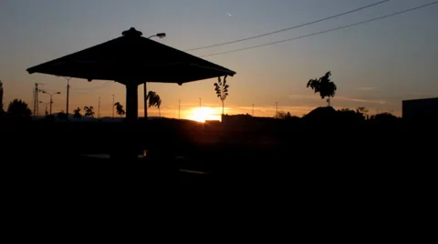 A beautiful spring sunset over the horizon in the city of Nis, Serbia Stockbeeldmateriaal 37847872