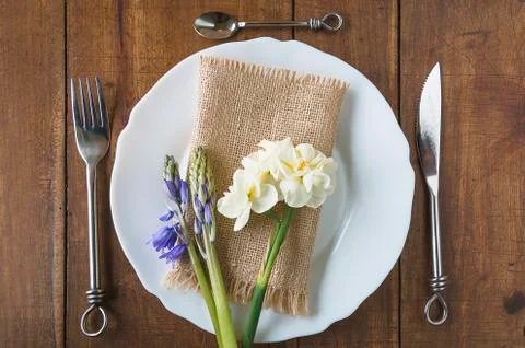 Beautiful spring table setting. Stock Photos
