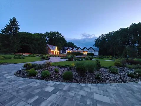 Beautiful square in the evening Stock Photos