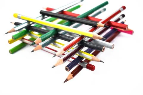 Beautiful square shape pattern made with different colored pencil crayons Foto stock