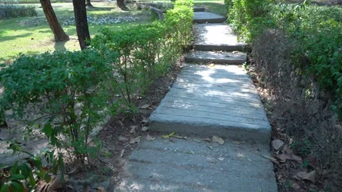 Beautiful Staircase Inside the Garden Stock Footage 313566989