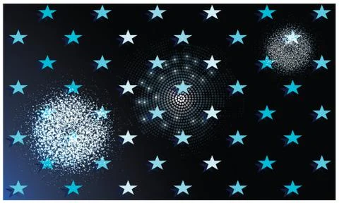 Beautiful stars in black sky with celebration particles inside Illustrazione stock