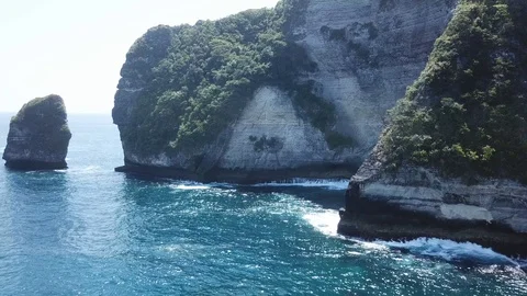 Beautiful Steep Cliffs in the Ocean [Drone Footage] Stock Footage 96287077