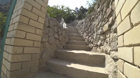 Beautiful steps from a wild stone Stock Footage 98565473