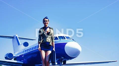 Beautiful stewardess. Air stewardess. Travel concept. Journey and jet trip Stock Photos