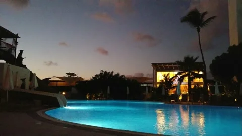 Beautiful St.Martin pool at dusk with reflections Stock Footage 140942996