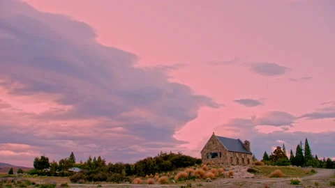 Beautiful stone church under a god like sky Stock Footage 196202053