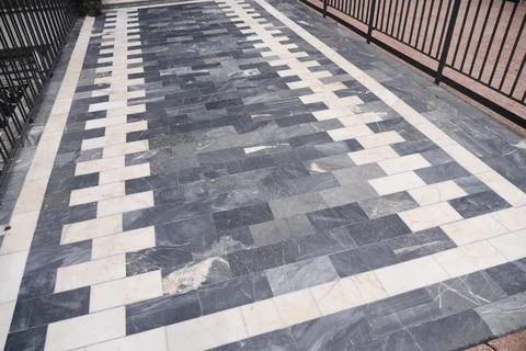 Beautiful stone pathway with intricate pattern design Foto stock