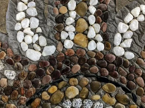 Beautiful stone pattern with drawings. Close up 库存照片
