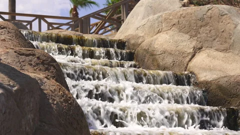 Beautiful Stone Steps with a Refreshing Water Flow Stock Footage 285772863