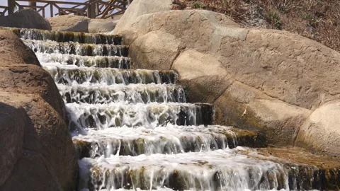 Beautiful Stone Steps with a Refreshing Water Flow Stock Footage 285773505