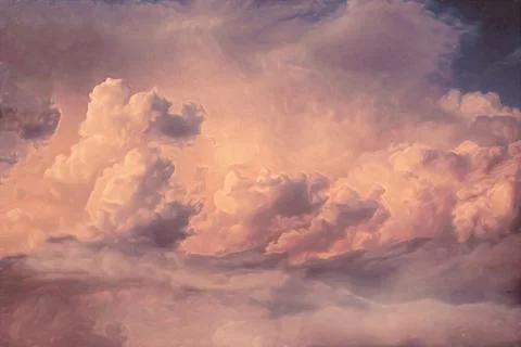 Beautiful storm clouds, sky cloud background. Painting effect. Stock Illustration