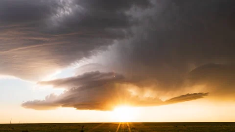 Beautiful Storm at Sunset Stock Footage 272692958