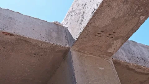 Beautiful, structural concrete formwork for a reinforced cantilever balcony of Stock Footage 301069384