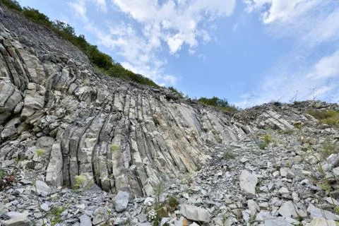 Beautiful structure of the rock, consists of a solid rock in the form of laye Stock Photos