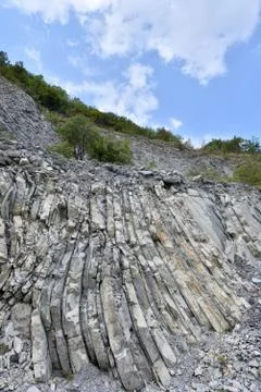 Beautiful structure of the rock, consists of a solid rock in the form of laye Stock Photos