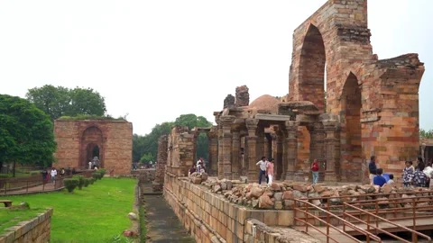 Beautiful Structures Adjacent to Qutub Minar in Delhi Stock Footage 317095376